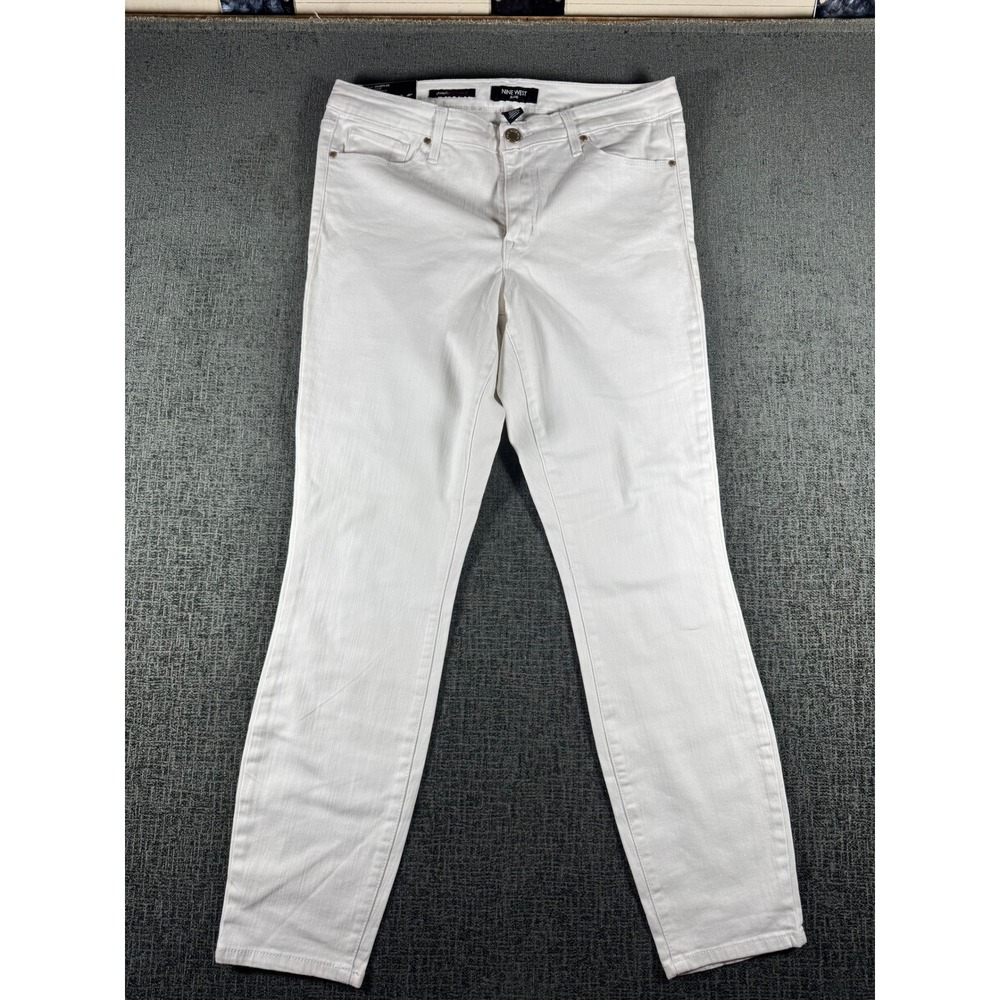Nine West Gramercy Skinny Ankle Jeans Womens 10 White‎ Denim Pants New